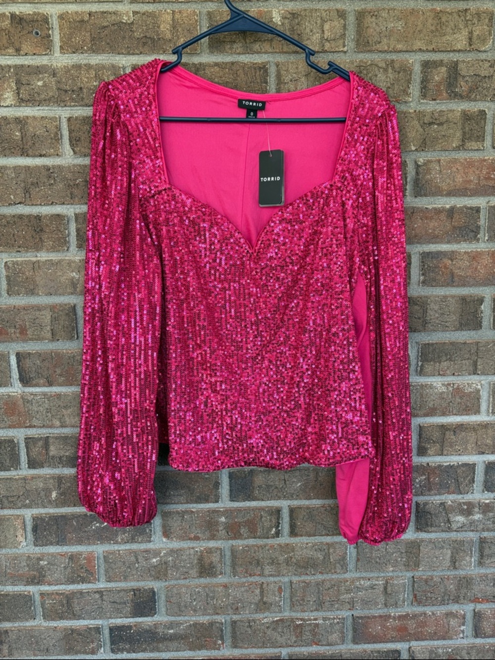 torrid Hot Pink Sequin Sweetheart Long-Sleeve Top